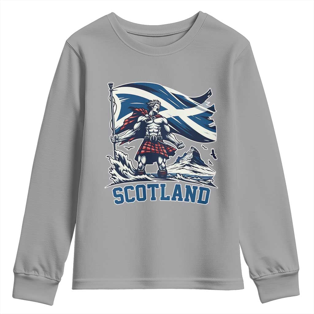 Scottish Warrior Youth Sweatshirt Brave Highland Hero Scotland Flag - Wonder Print Shop
