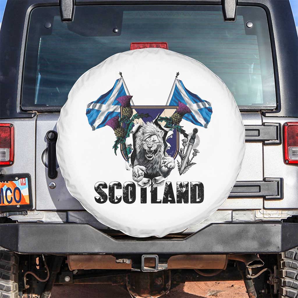 Roaring Scottish Lion Crest Spare Tire Cover Thistle Scotland Flag Emblem for Brave Highlanders - Wonder Print Shop