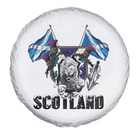 Roaring Scottish Lion Crest Spare Tire Cover Thistle Scotland Flag Emblem for Brave Highlanders - Wonder Print Shop