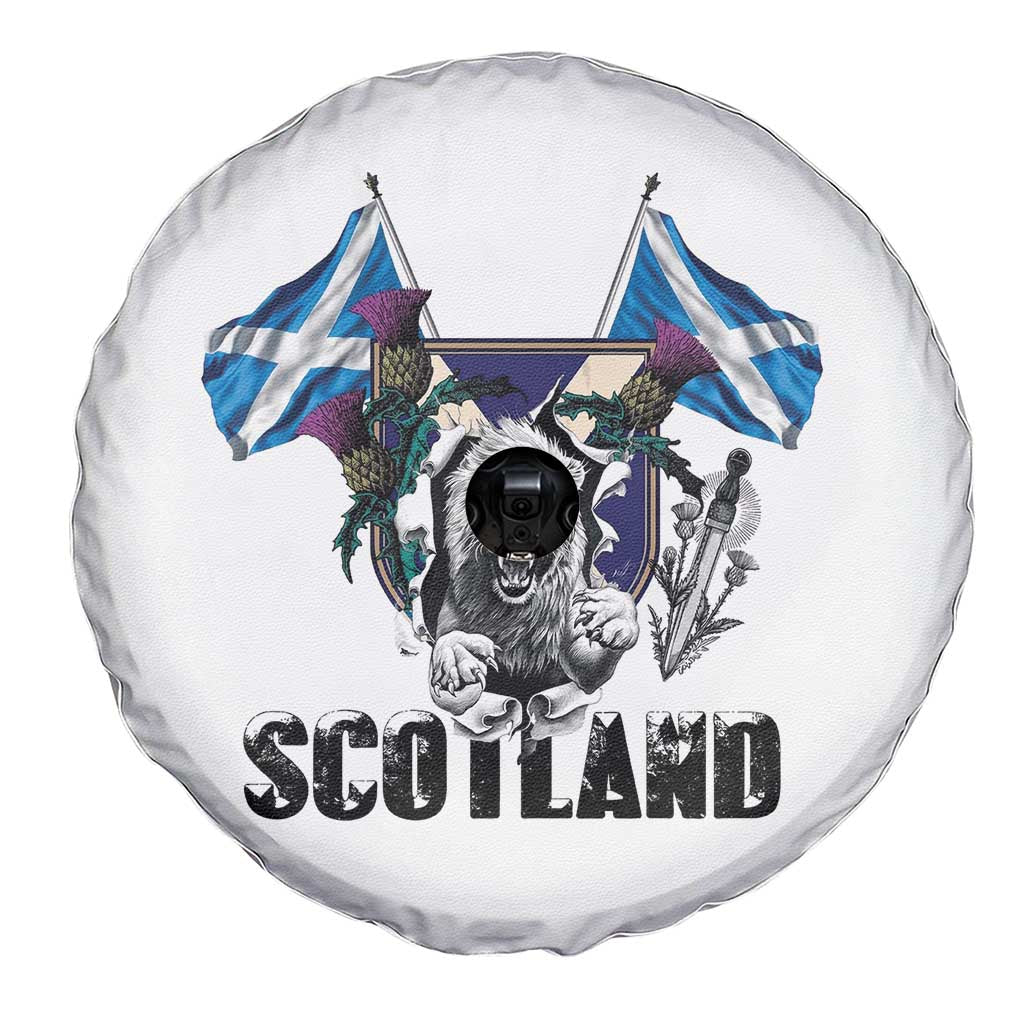Roaring Scottish Lion Crest Spare Tire Cover Thistle Scotland Flag Emblem for Brave Highlanders - Wonder Print Shop