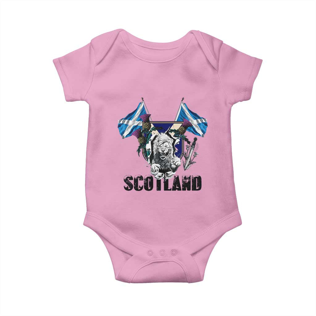 Roaring Scottish Lion Crest Baby Onesie Thistle Scotland Flag Emblem for Brave Highlanders - Wonder Print Shop