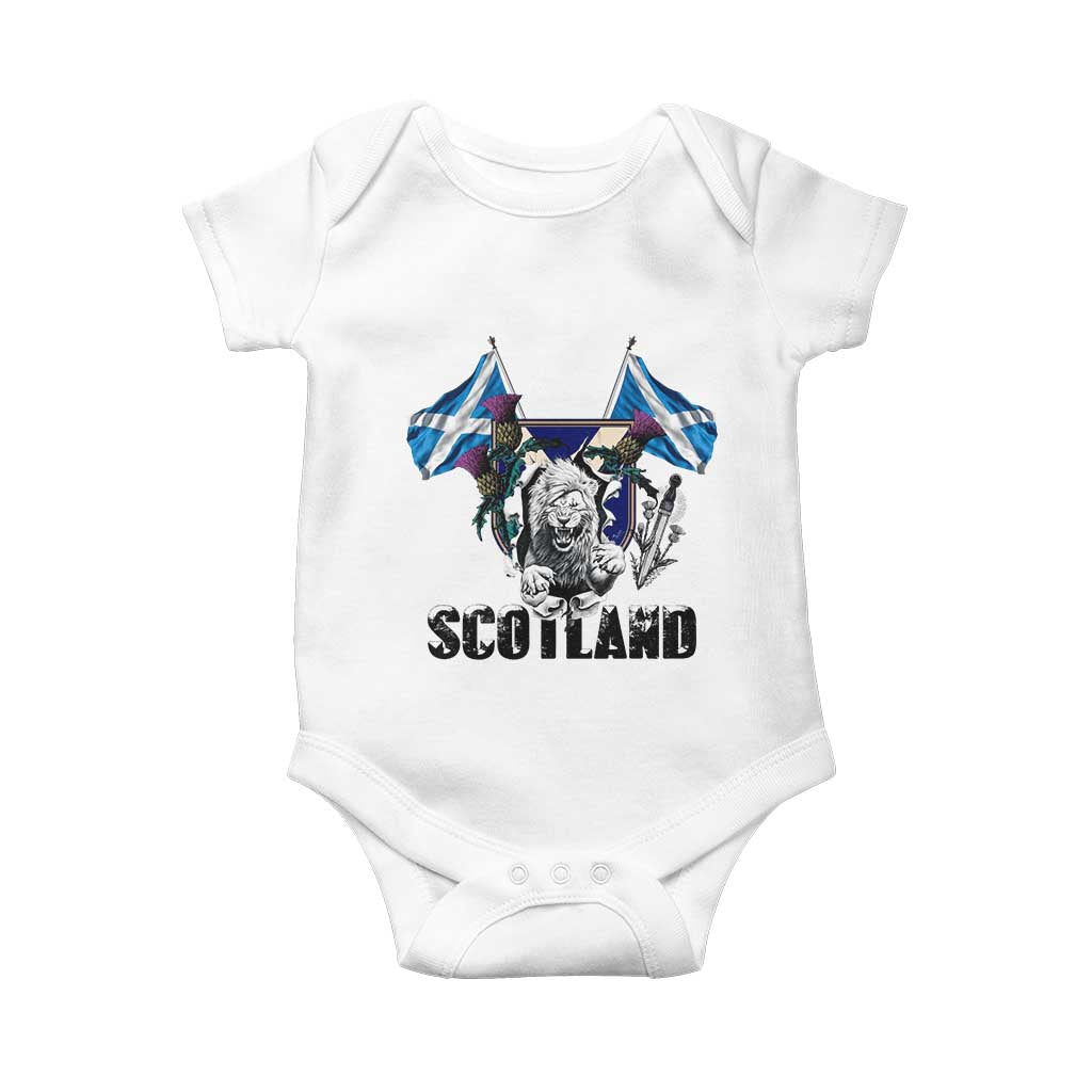 Roaring Scottish Lion Crest Baby Onesie Thistle Scotland Flag Emblem for Brave Highlanders - Wonder Print Shop