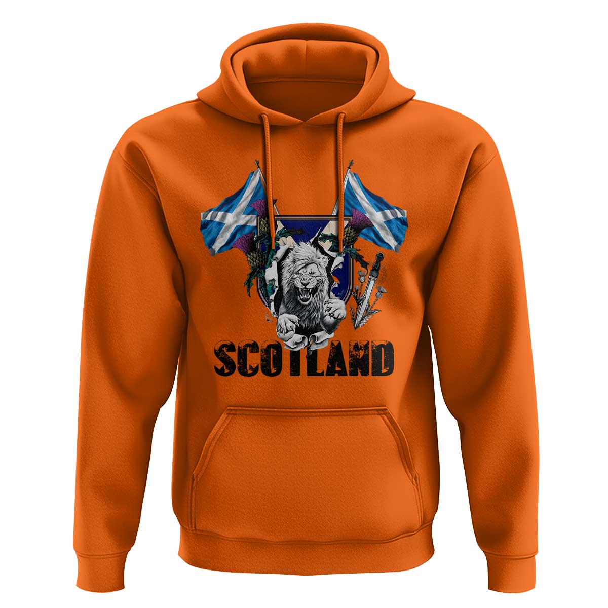 Roaring Scottish Lion Crest Hoodie Thistle Scotland Flag Emblem for Brave Highlanders - Wonder Print Shop