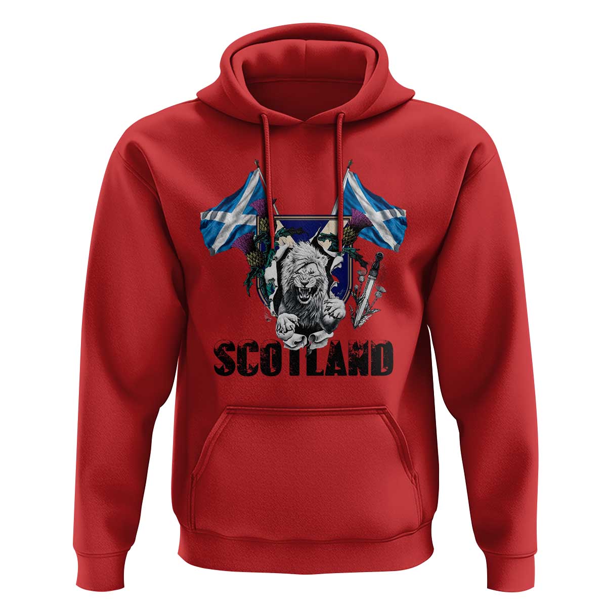 Roaring Scottish Lion Crest Hoodie Thistle Scotland Flag Emblem for Brave Highlanders - Wonder Print Shop