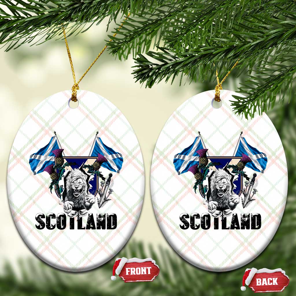 Roaring Scottish Lion Crest Ceramic Ornament Thistle Scotland Flag Emblem for Brave Highlanders - Wonder Print Shop