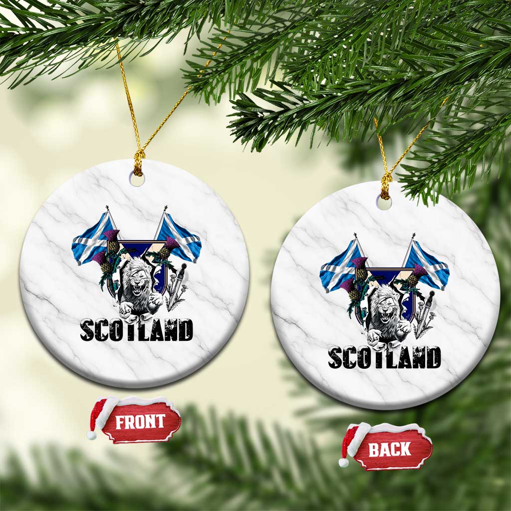 Roaring Scottish Lion Crest Ceramic Ornament Thistle Scotland Flag Emblem for Brave Highlanders - Wonder Print Shop