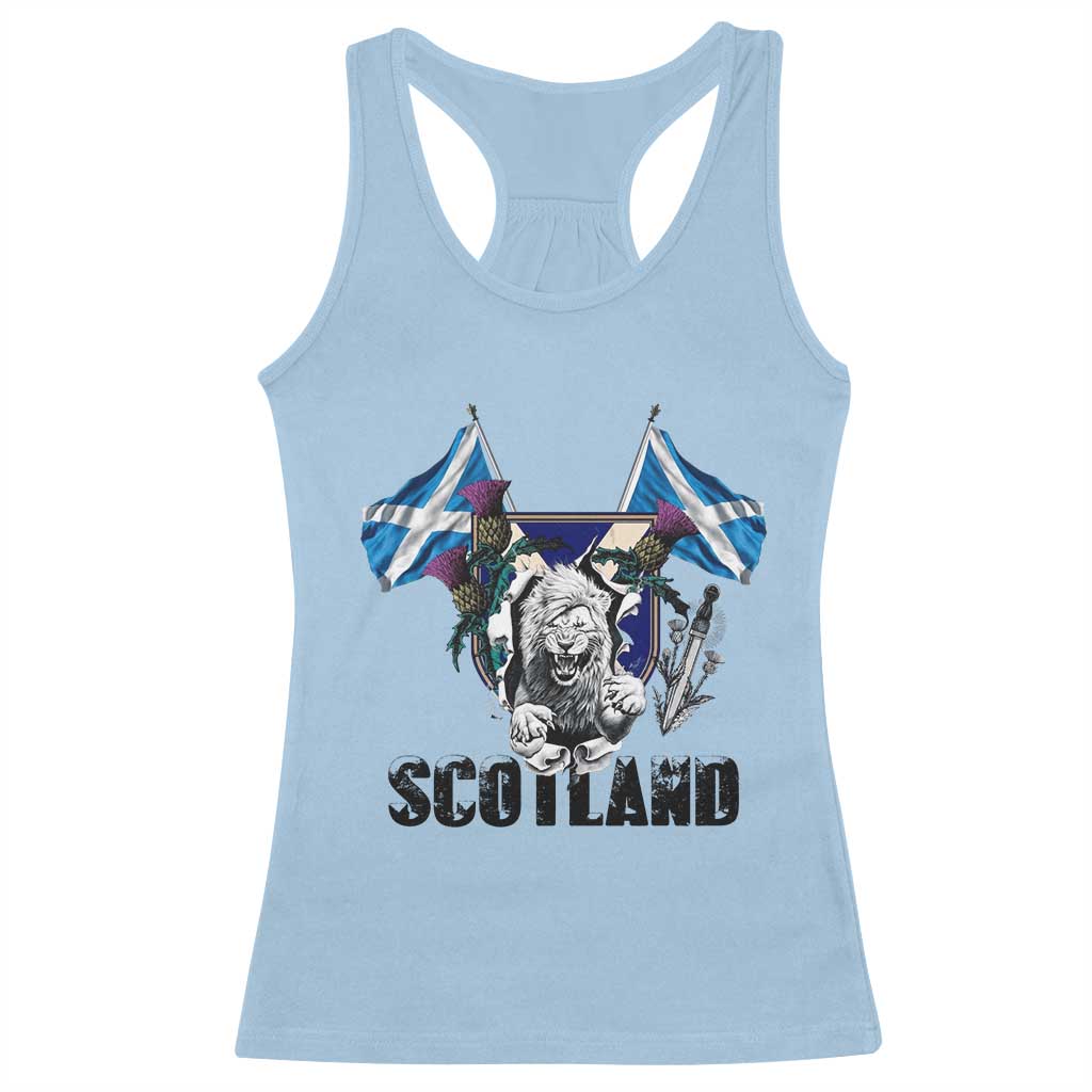 Roaring Scottish Lion Crest Racerback Tank Top Thistle Scotland Flag Emblem for Brave Highlanders - Wonder Print Shop