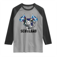 Roaring Scottish Lion Crest Raglan Shirt Thistle Scotland Flag Emblem for Brave Highlanders - Wonder Print Shop