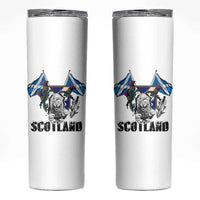 Roaring Scottish Lion Crest Skinny Tumbler Thistle Scotland Flag Emblem for Brave Highlanders - Wonder Print Shop