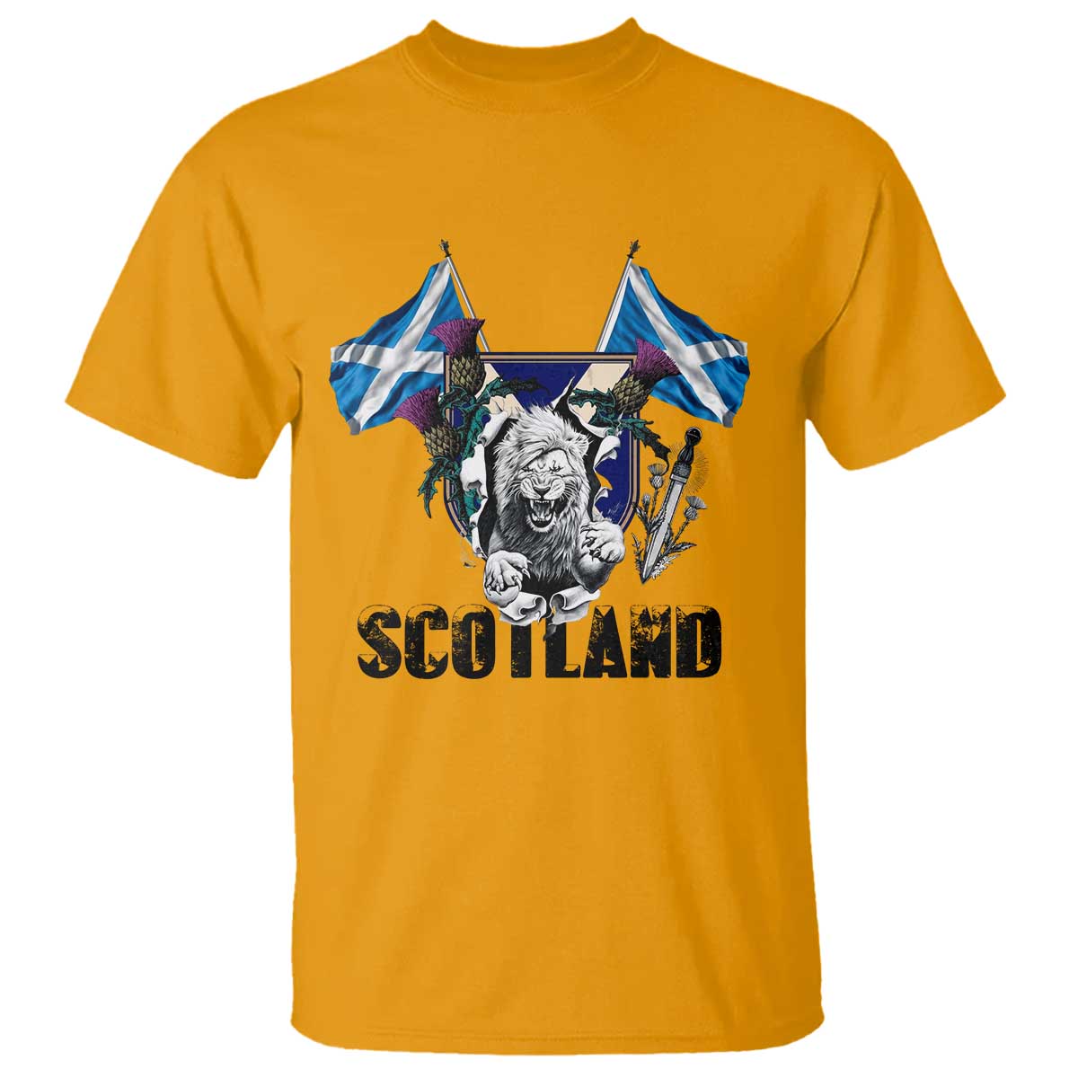 Roaring Scottish Lion Crest T Shirt Thistle Scotland Flag Emblem for Brave Highlanders - Wonder Print Shop