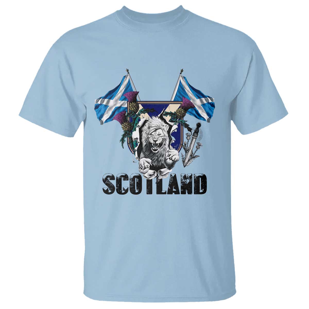 Roaring Scottish Lion Crest T Shirt Thistle Scotland Flag Emblem for Brave Highlanders - Wonder Print Shop