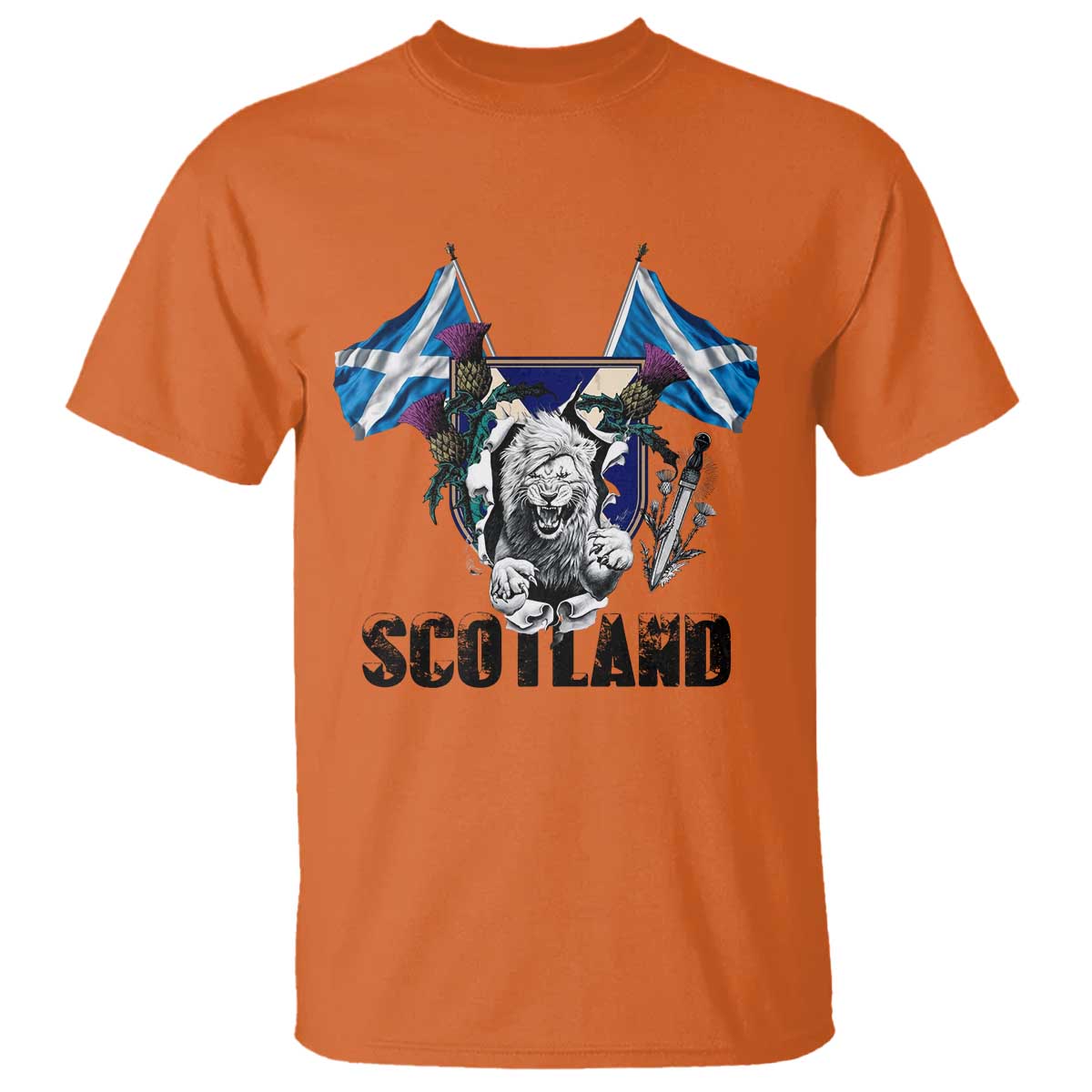 Roaring Scottish Lion Crest T Shirt Thistle Scotland Flag Emblem for Brave Highlanders - Wonder Print Shop