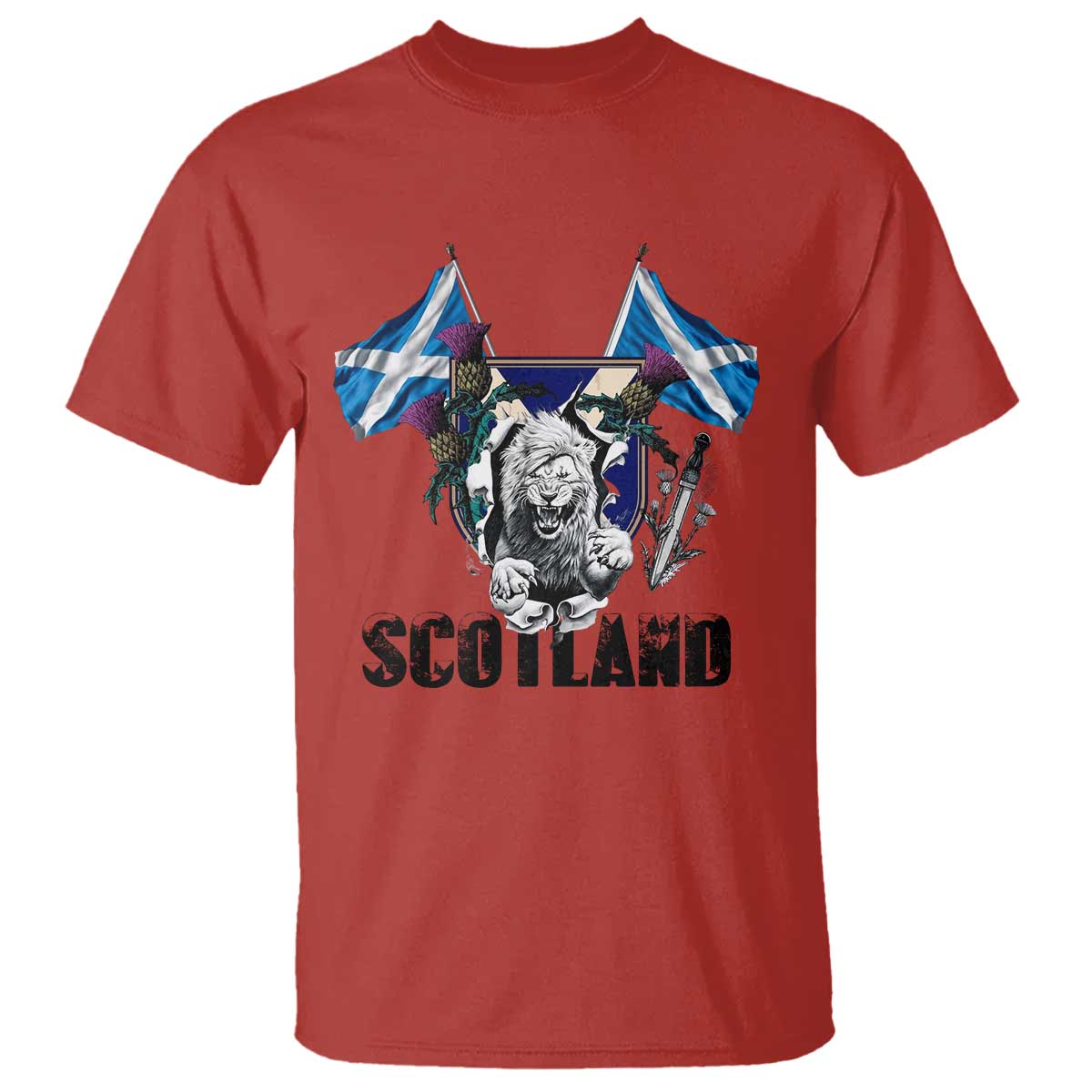 Roaring Scottish Lion Crest T Shirt Thistle Scotland Flag Emblem for Brave Highlanders - Wonder Print Shop