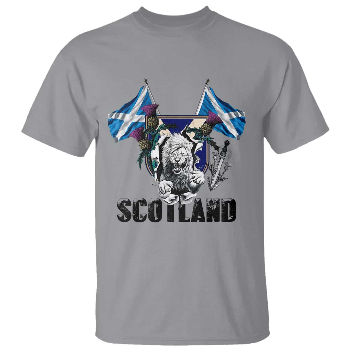 Roaring Scottish Lion Crest T Shirt Thistle Scotland Flag Emblem for Brave Highlanders - Wonder Print Shop
