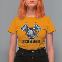 Roaring Scottish Lion Crest T Shirt For Women Thistle Scotland Flag Emblem for Brave Highlanders - Wonder Print Shop