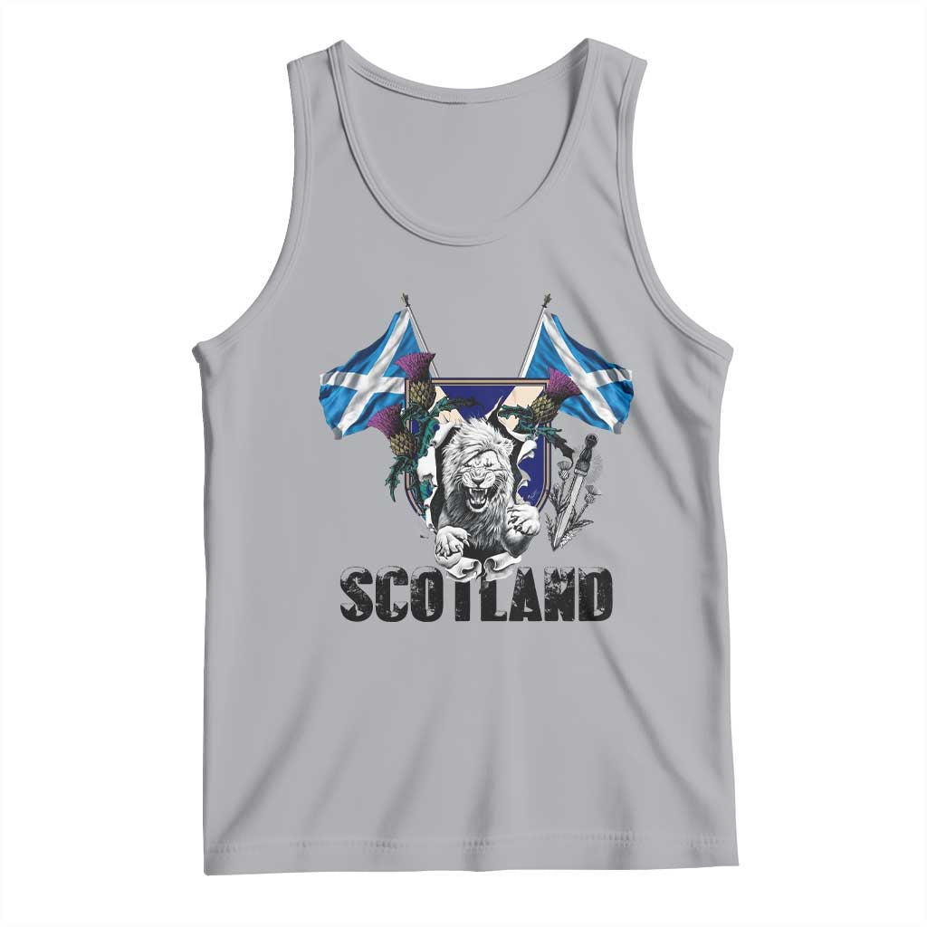 Roaring Scottish Lion Crest Tank Top Thistle Scotland Flag Emblem for Brave Highlanders - Wonder Print Shop