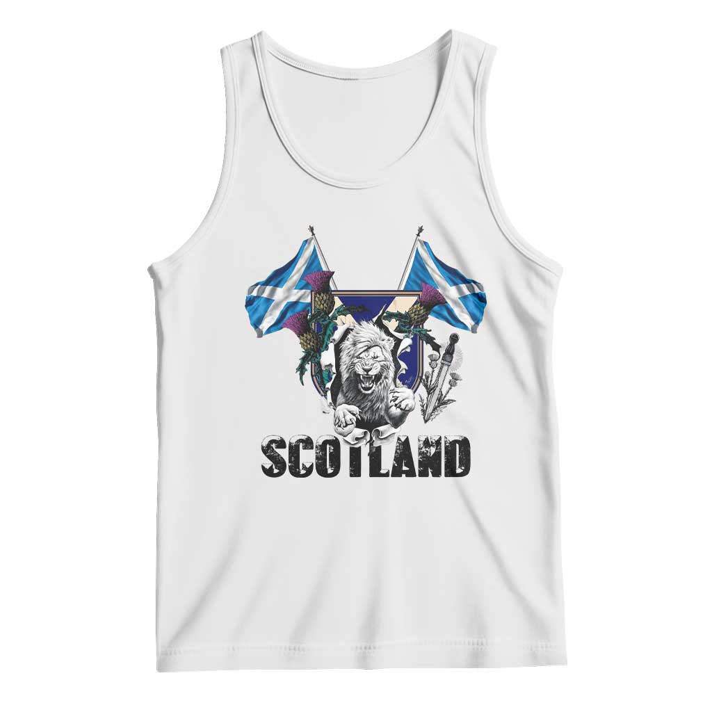 Roaring Scottish Lion Crest Tank Top Thistle Scotland Flag Emblem for Brave Highlanders - Wonder Print Shop