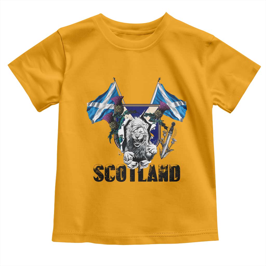Roaring Scottish Lion Crest Toddler T Shirt Thistle Scotland Flag Emblem for Brave Highlanders - Wonder Print Shop