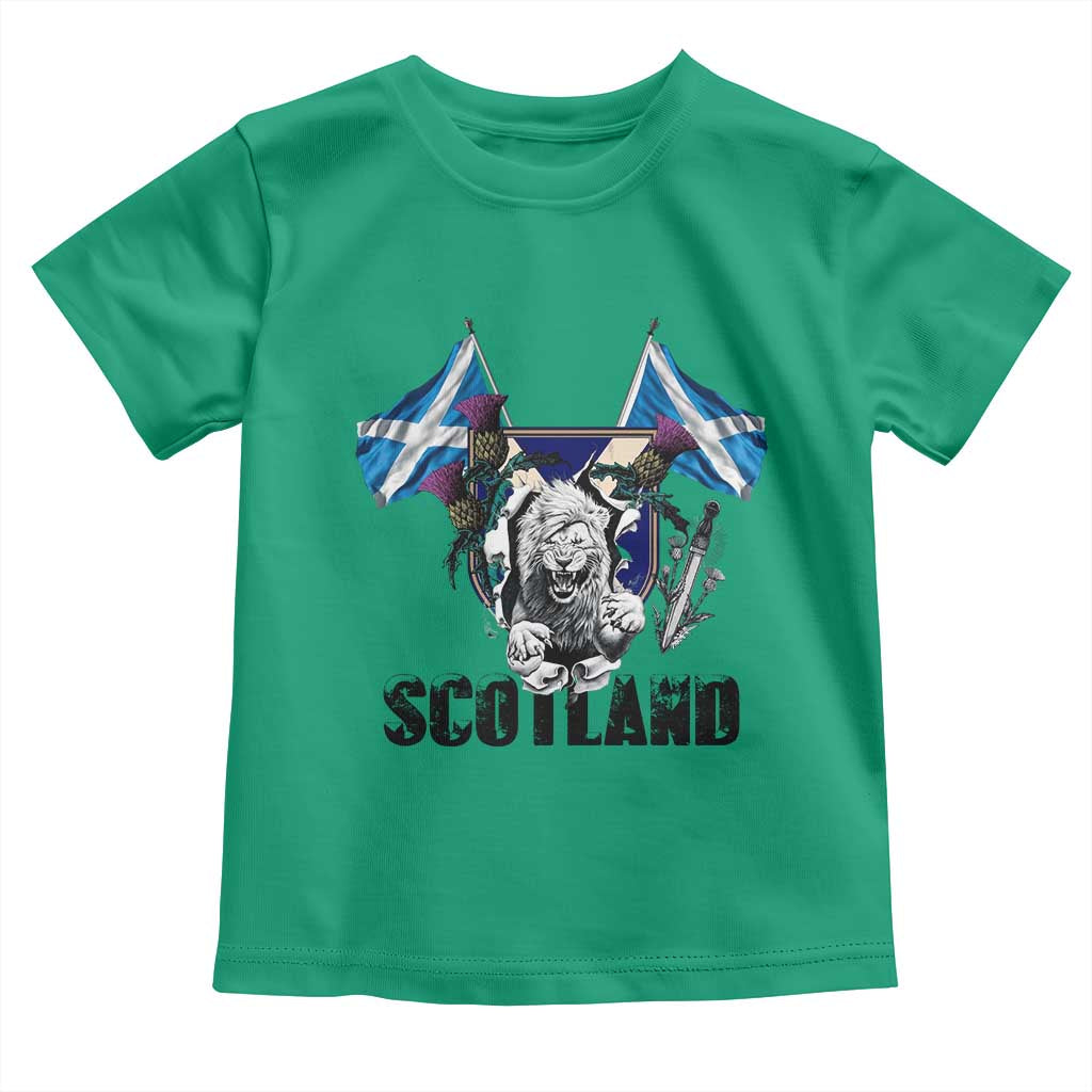 Roaring Scottish Lion Crest Toddler T Shirt Thistle Scotland Flag Emblem for Brave Highlanders - Wonder Print Shop