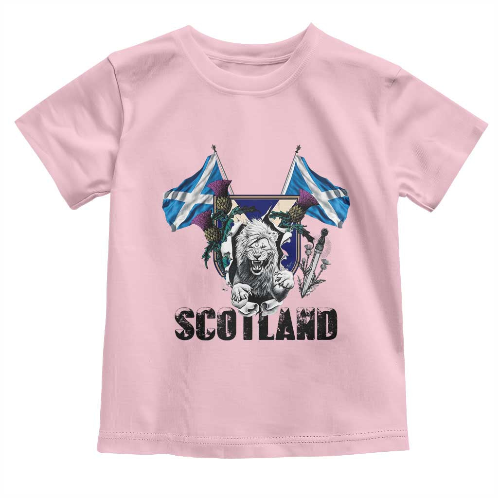 Roaring Scottish Lion Crest Toddler T Shirt Thistle Scotland Flag Emblem for Brave Highlanders - Wonder Print Shop