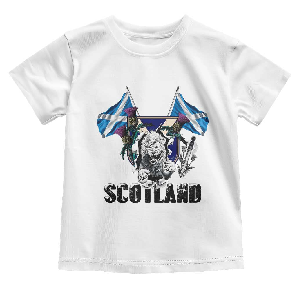 Roaring Scottish Lion Crest Toddler T Shirt Thistle Scotland Flag Emblem for Brave Highlanders - Wonder Print Shop