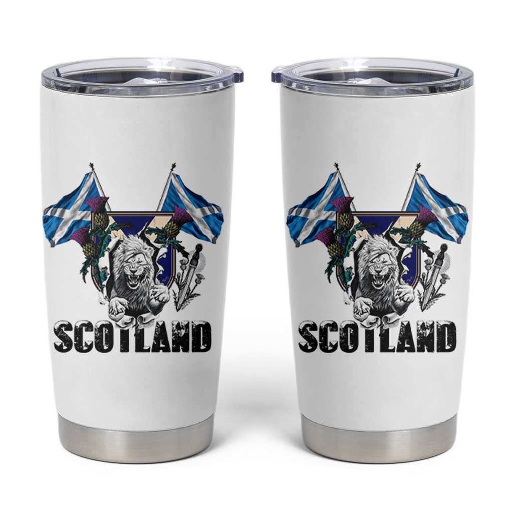 Roaring Scottish Lion Crest Tumbler Cup Thistle Scotland Flag Emblem for Brave Highlanders - Wonder Print Shop