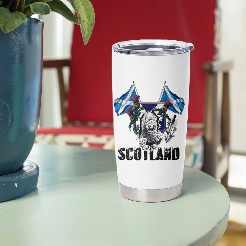 Roaring Scottish Lion Crest Tumbler Cup Thistle Scotland Flag Emblem for Brave Highlanders - Wonder Print Shop