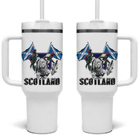 Roaring Scottish Lion Crest Tumbler With Handle Thistle Scotland Flag Emblem for Brave Highlanders - Wonder Print Shop
