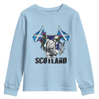 Roaring Scottish Lion Crest Youth Sweatshirt Thistle Scotland Flag Emblem for Brave Highlanders - Wonder Print Shop