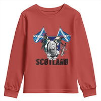 Roaring Scottish Lion Crest Youth Sweatshirt Thistle Scotland Flag Emblem for Brave Highlanders - Wonder Print Shop