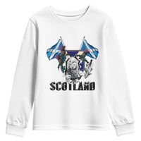Roaring Scottish Lion Crest Youth Sweatshirt Thistle Scotland Flag Emblem for Brave Highlanders - Wonder Print Shop