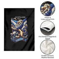 Scotland Forever Majestic Lion Rampant Holding Saltire Flag With Thistles Graphic Garden Flag