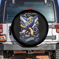 Scotland Forever Majestic Lion Rampant Holding Saltire Flag With Thistles Graphic Spare Tire Cover
