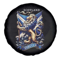 Scotland Forever Majestic Lion Rampant Holding Saltire Flag With Thistles Graphic Spare Tire Cover