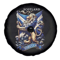 Scotland Forever Majestic Lion Rampant Holding Saltire Flag With Thistles Graphic Spare Tire Cover