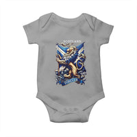 Scotland Forever Majestic Lion Rampant Holding Saltire Flag With Thistles Graphic Baby Onesie