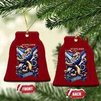 Scotland Forever Majestic Lion Rampant Holding Saltire Flag With Thistles Graphic Ceramic Ornament