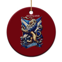 Scotland Forever Majestic Lion Rampant Holding Saltire Flag With Thistles Graphic Ceramic Ornament