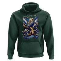 Scotland Forever Majestic Lion Rampant Holding Saltire Flag With Thistles Graphic Hoodie