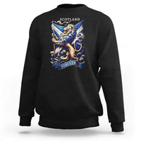 Scotland Forever Majestic Lion Rampant Holding Saltire Flag With Thistles Graphic Sweatshirt