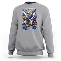 Scotland Forever Majestic Lion Rampant Holding Saltire Flag With Thistles Graphic Sweatshirt