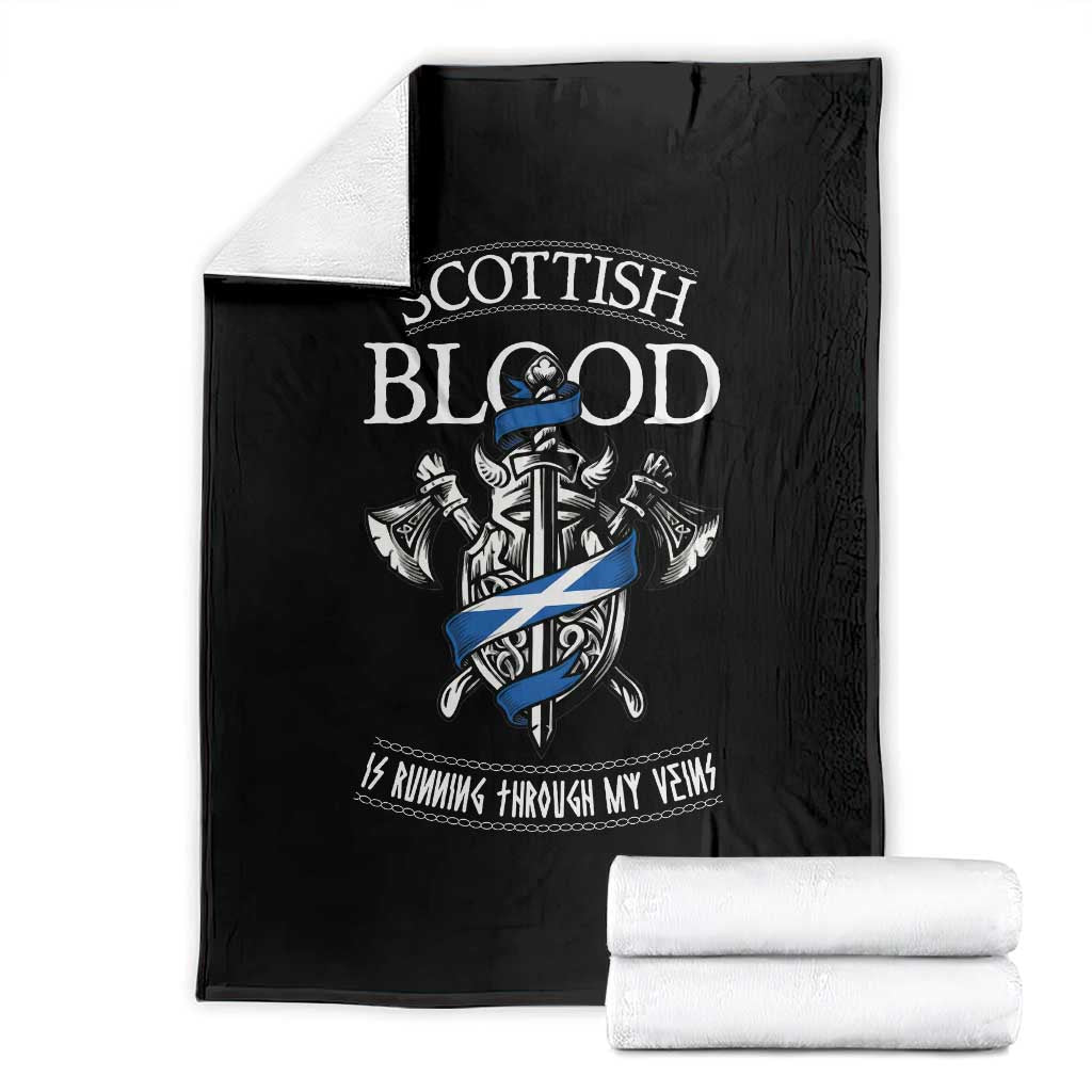 Scottish Blood Running Through My Veins Throw Blanket Viking Axe and Sword Heritage - Wonder Print Shop