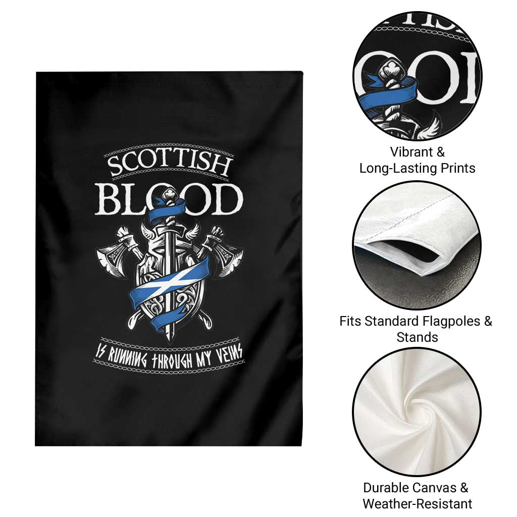 Scottish Blood Running Through My Veins Garden Flag Viking Axe and Sword Heritage - Wonder Print Shop