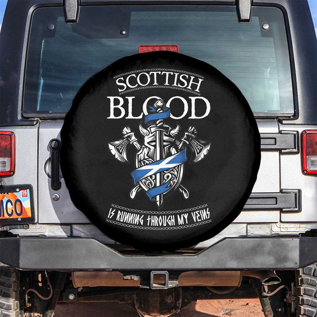 Scottish Blood Running Through My Veins Spare Tire Cover Viking Axe and Sword Heritage - Wonder Print Shop