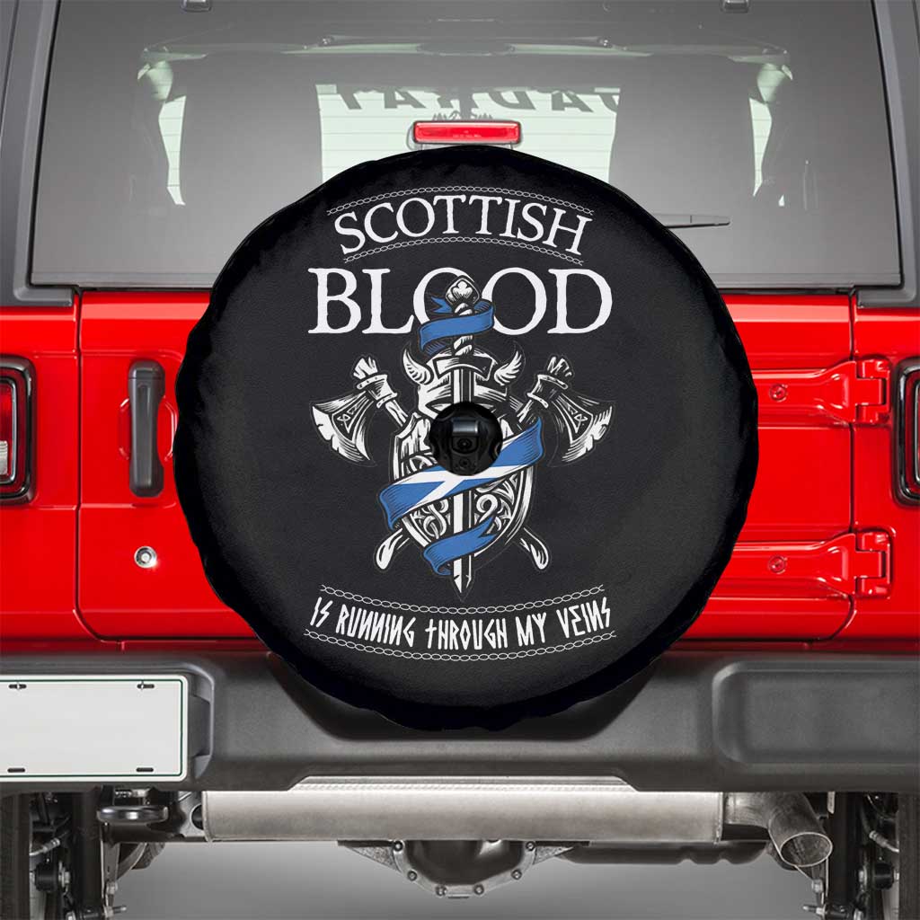 Scottish Blood Running Through My Veins Spare Tire Cover Viking Axe and Sword Heritage - Wonder Print Shop