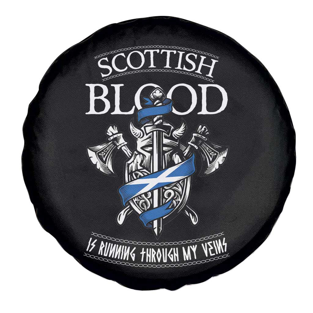 Scottish Blood Running Through My Veins Spare Tire Cover Viking Axe and Sword Heritage - Wonder Print Shop