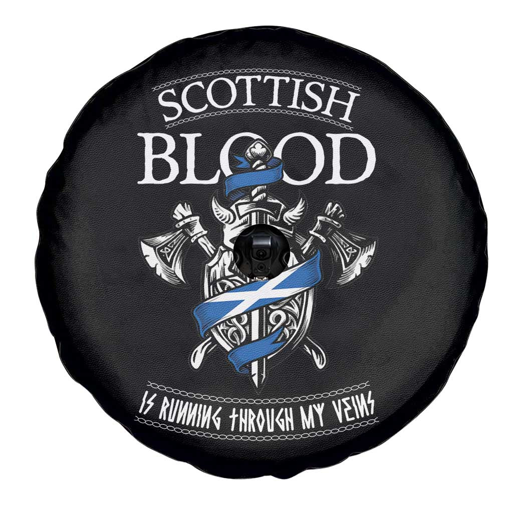 Scottish Blood Running Through My Veins Spare Tire Cover Viking Axe and Sword Heritage - Wonder Print Shop