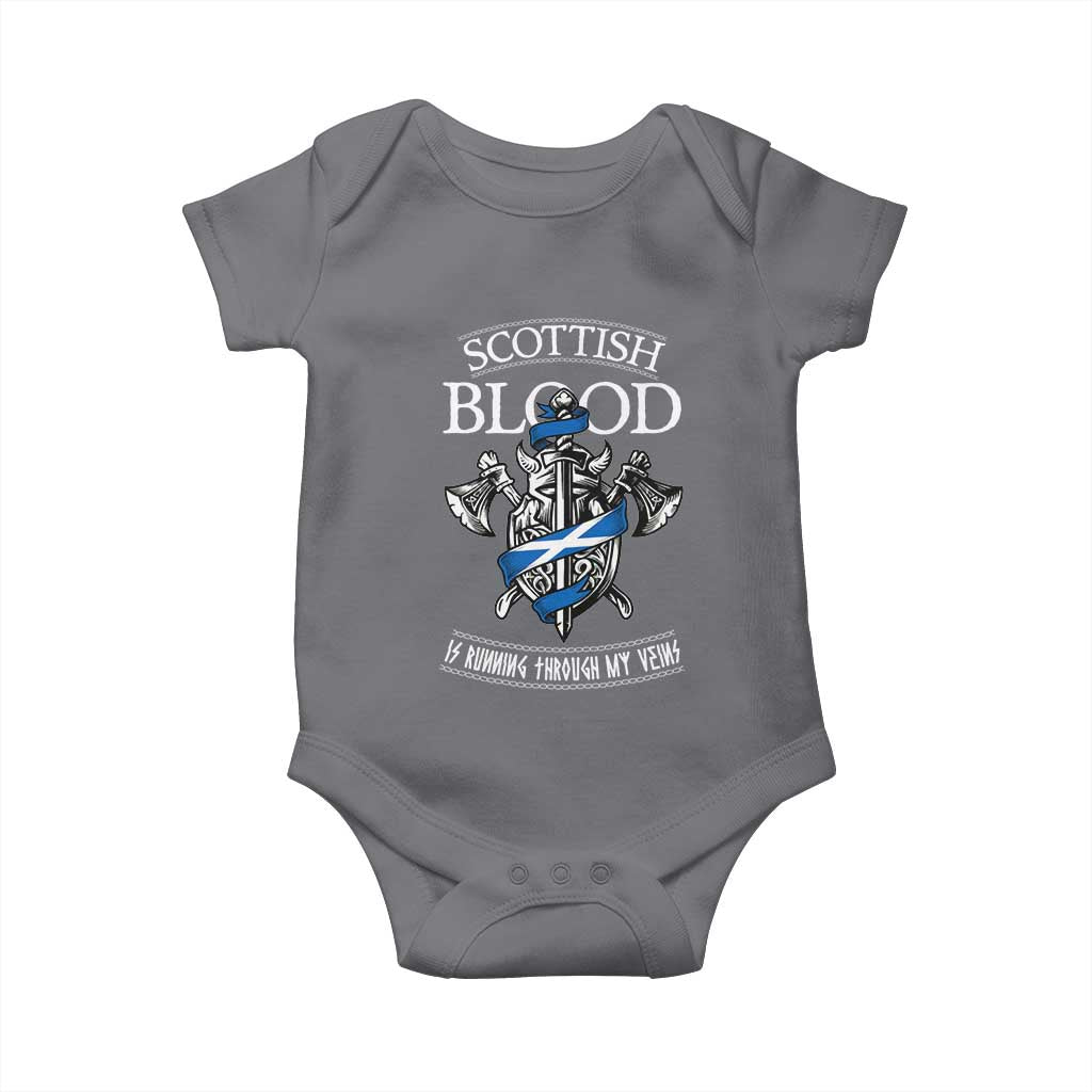 Scottish Blood Running Through My Veins Baby Onesie Viking Axe and Sword Heritage - Wonder Print Shop