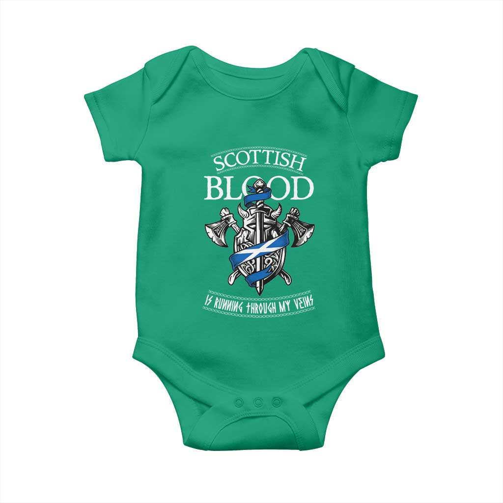Scottish Blood Running Through My Veins Baby Onesie Viking Axe and Sword Heritage - Wonder Print Shop