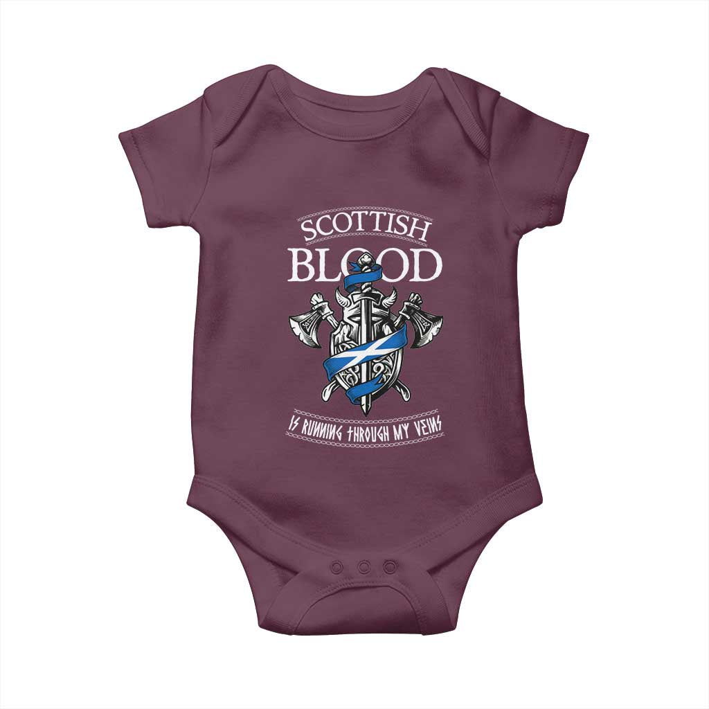 Scottish Blood Running Through My Veins Baby Onesie Viking Axe and Sword Heritage - Wonder Print Shop